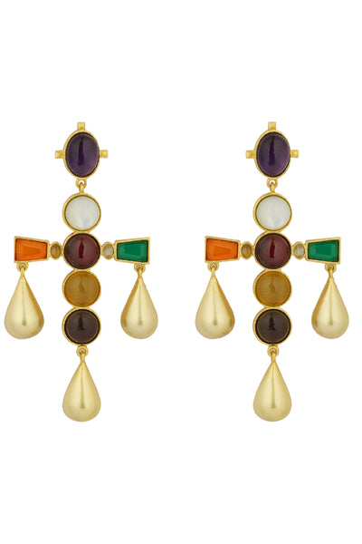 Zariin Colour Pop Navratna Earrings jewellery indian designer wear online shopping melange singapore