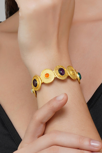 Zariin Colour Story Navratan Cuff Bracelet jewellery indian designer wear online shopping melange singapore