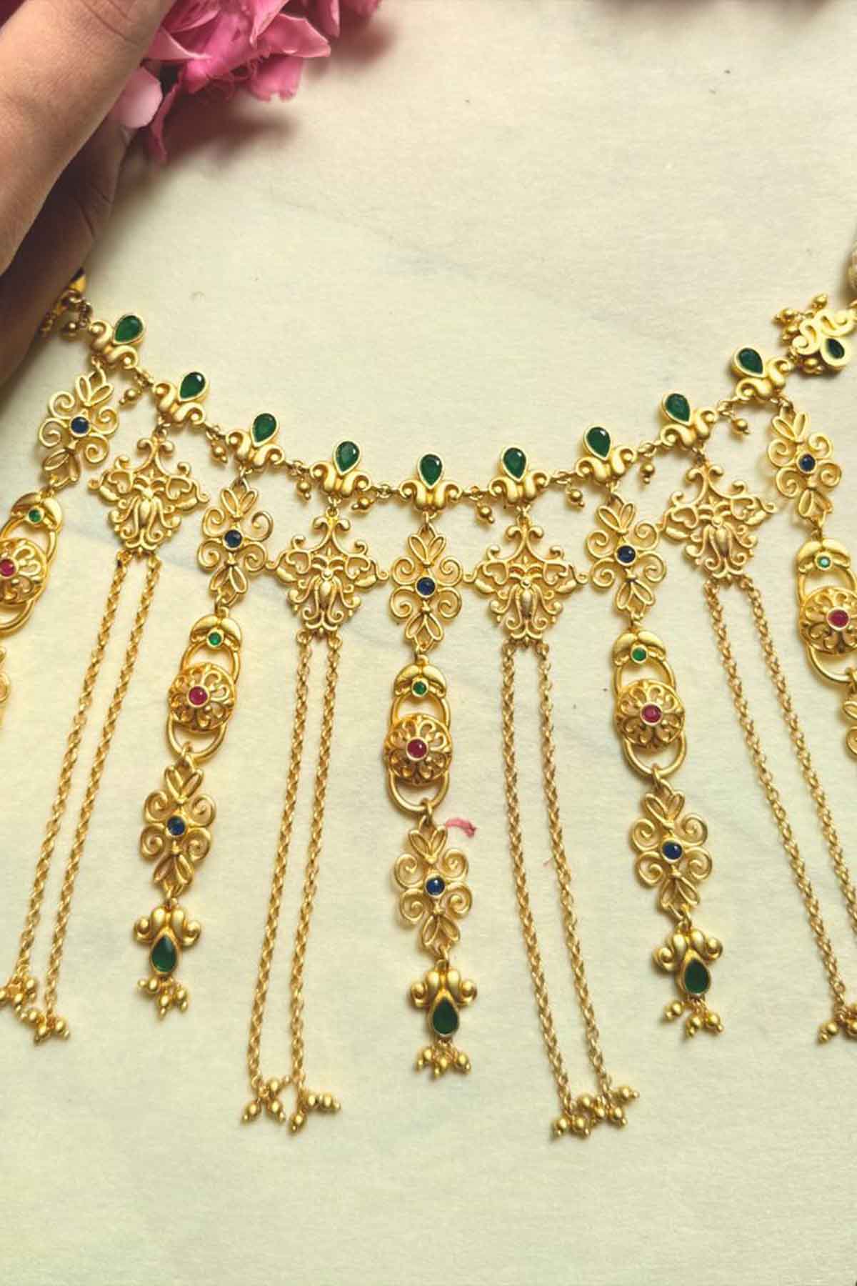 Zariin Dancing Drapes Statement Necklace indian designer wear online shopping melange singapore 
