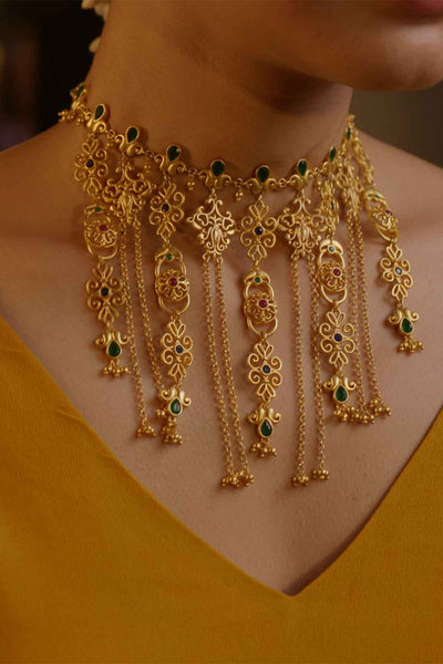 Zariin Dancing Drapes Statement Necklace indian designer wear online shopping melange singapore 
