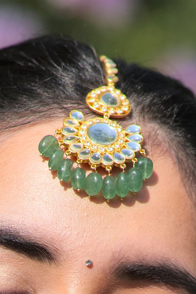 Zariin Dilbaro Maang Teeka Green Strawberry Quartzindian designer wear online shopping melange singapore