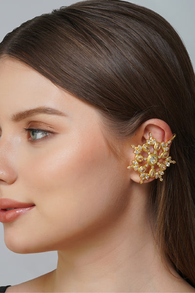 Zariin Floral Bling Crystal Ear Cuffs indian designer wear online shopping melange singapore