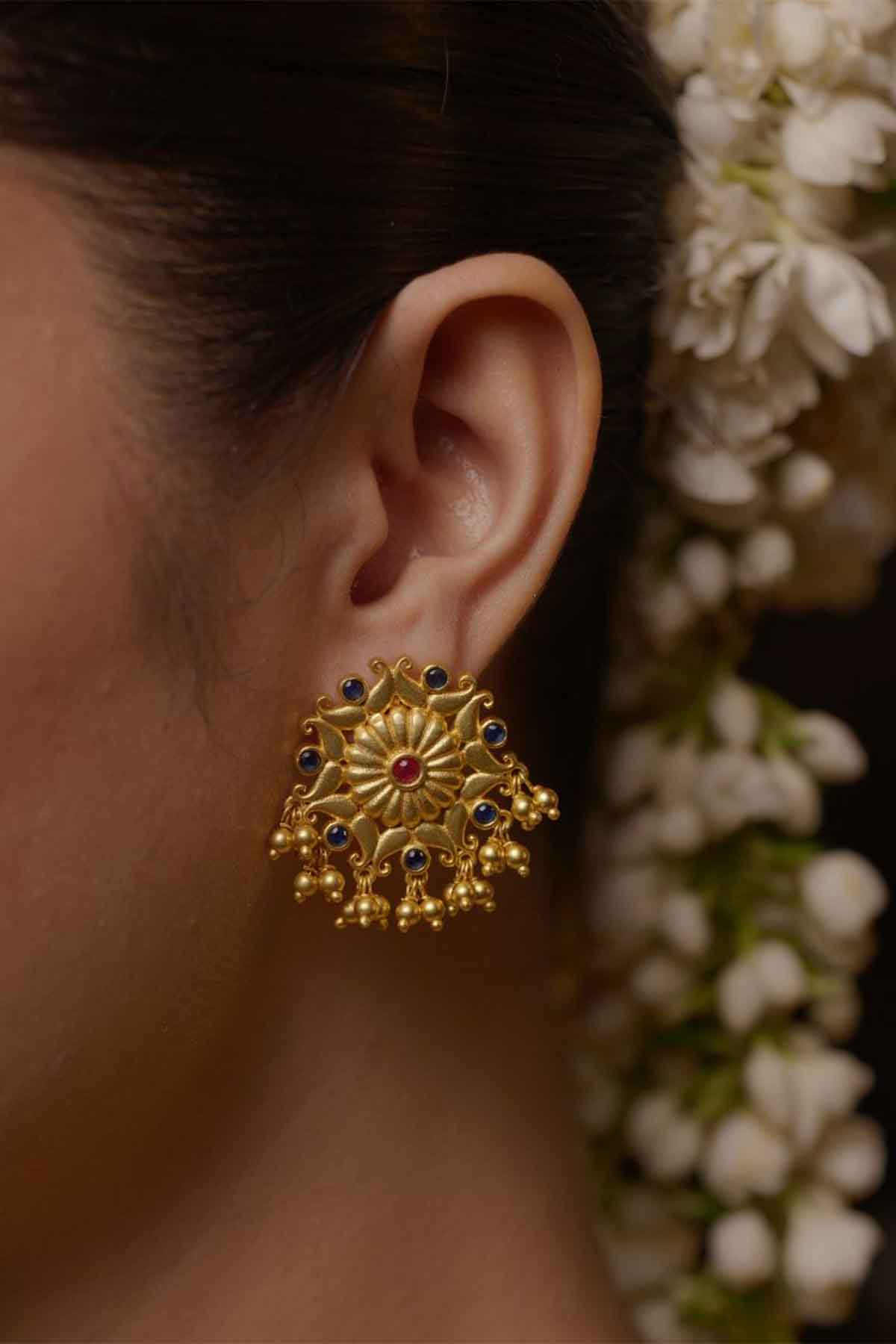 Zariin Floral Wonder Stud Earrings indian designer wear online shopping melange singapore 