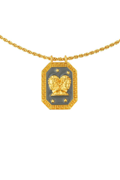 Zariin Gemini Zodiac Tablet Reversible Necklace with Pearl indian designer wear online shopping melange singapore 