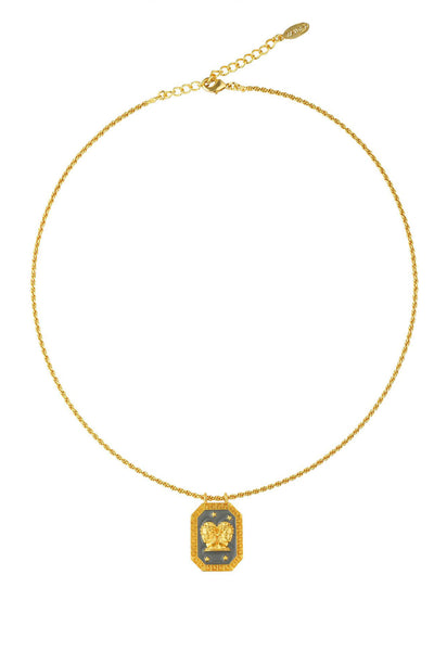 Zariin Gemini Zodiac Tablet Reversible Necklace with Pearl indian designer wear online shopping melange singapore 