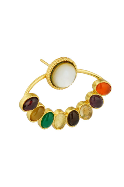 Zariin Inner Shakti Navratna Stud Earrings jewellery indian designer wear online shopping melange singapore