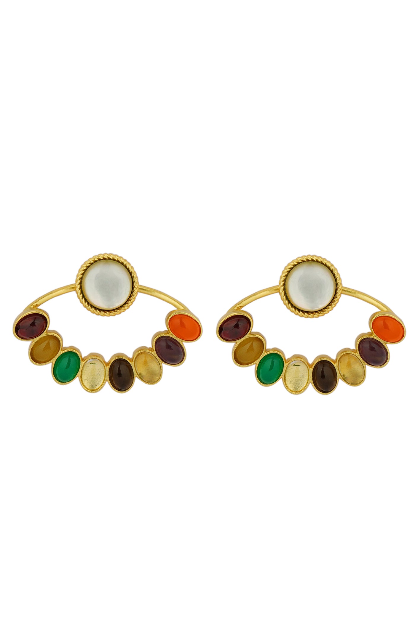 Zariin Inner Shakti Navratna Stud Earrings jewellery indian designer wear online shopping melange singapore