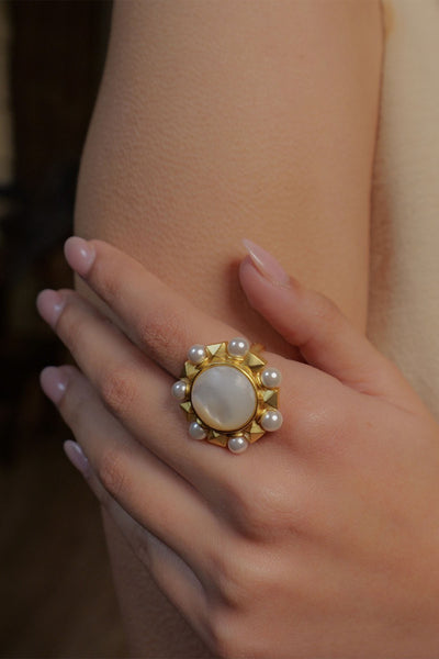 Zariin It's a Pearl World Ring indian designer wear online shopping melange singapore 
