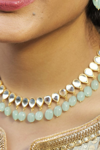 Zariin Jashn Choker Necklace Aqua Green Hydro Quartz indian designer wear online shopping melange singapore