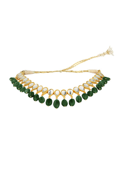 Zariin Jashn Choker Necklace Green Strawberry Quartz indian designer wear online shopping melange singapore