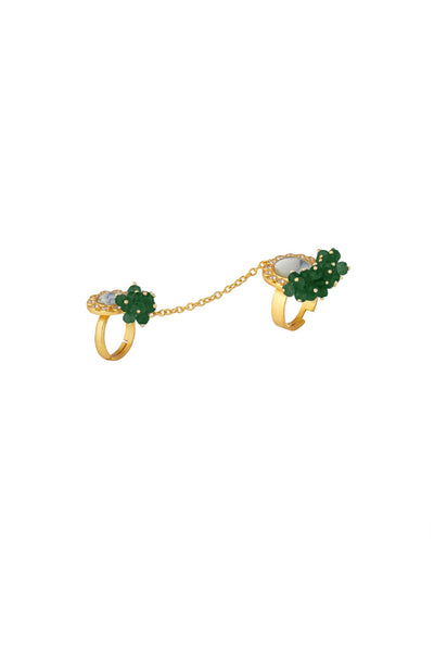 Zariin Jhoom Statement Ring Green Strawberry Quartz indian designer wear online shopping melange singapore