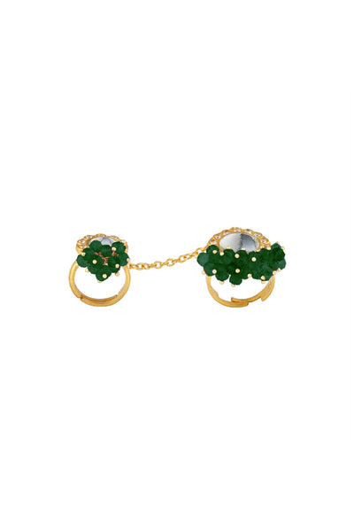 Zariin Jhoom Statement Ring Green Strawberry Quartz indian designer wear online shopping melange singapore