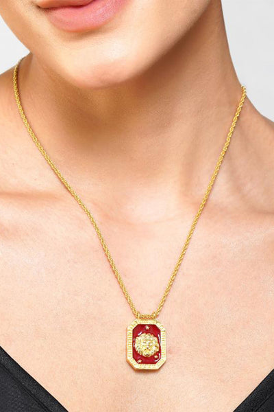 Zariin Leo Zodiac Tablet Reversible Necklace with Peridot indian designer wear online shopping melange singapore 