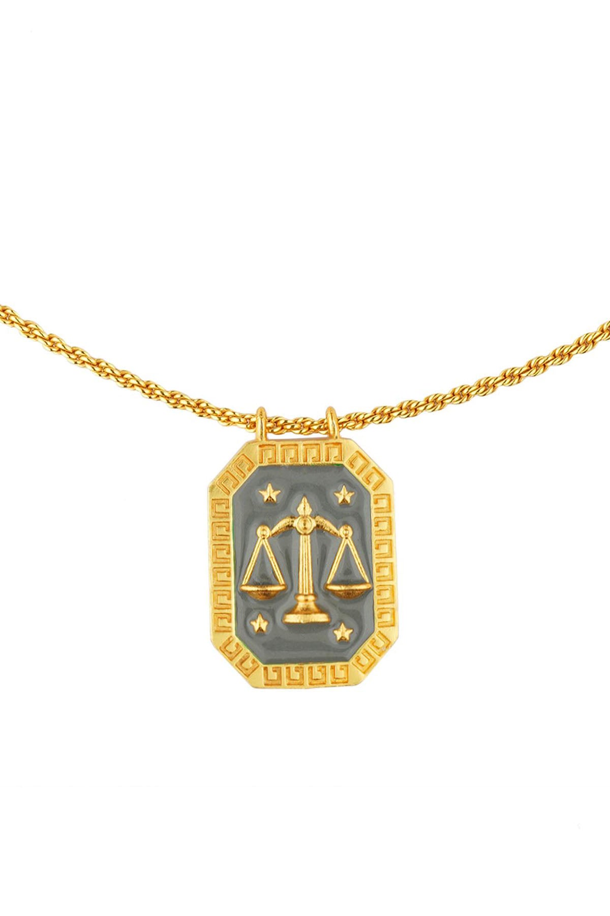 Zariin Libra Zodiac Tablet Reversible Necklace with Opal indian designer wear online shopping melange singapore 