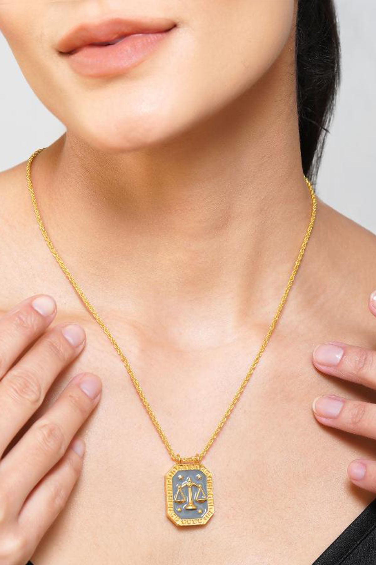 Zariin Libra Zodiac Tablet Reversible Necklace with Opal indian designer wear online shopping melange singapore 