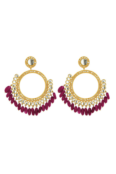 Zariin Mehfil Earrings Rani Pink Hued Stone indian designer wear online shopping melange singapore