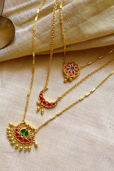 Zariin Moon and Blooms Layered Necklace indian designer wear online shopping melange singapore 