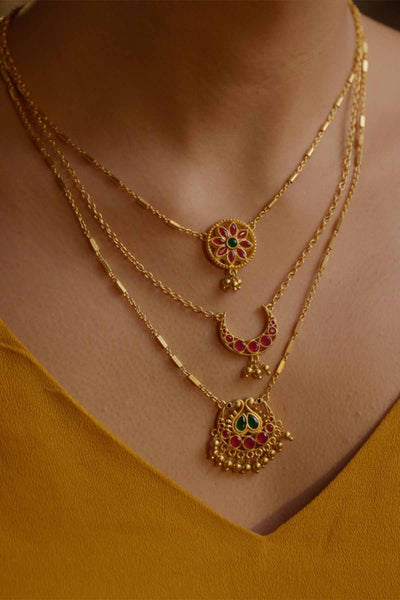 Zariin Moon and Blooms Layered Necklace indian designer wear online shopping melange singapore 