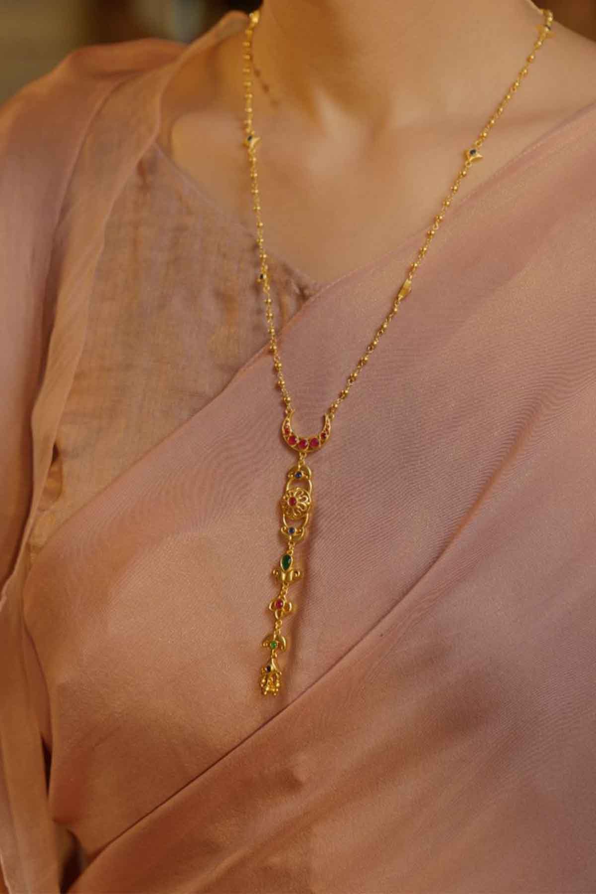 Zariin Moonlit Grace Lariat Necklace indian designer wear online shopping melange singapore 
