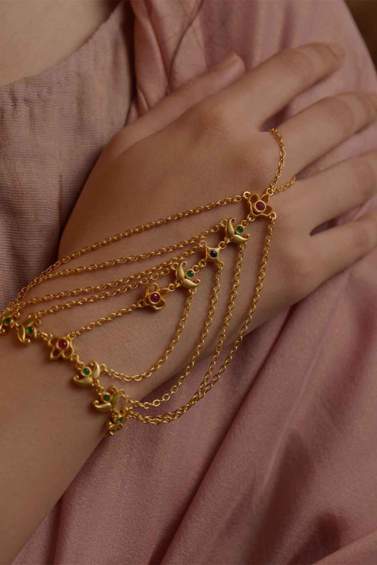 Zariin Net of Gold Haath Phool indian designer wear online shopping melange singapore 