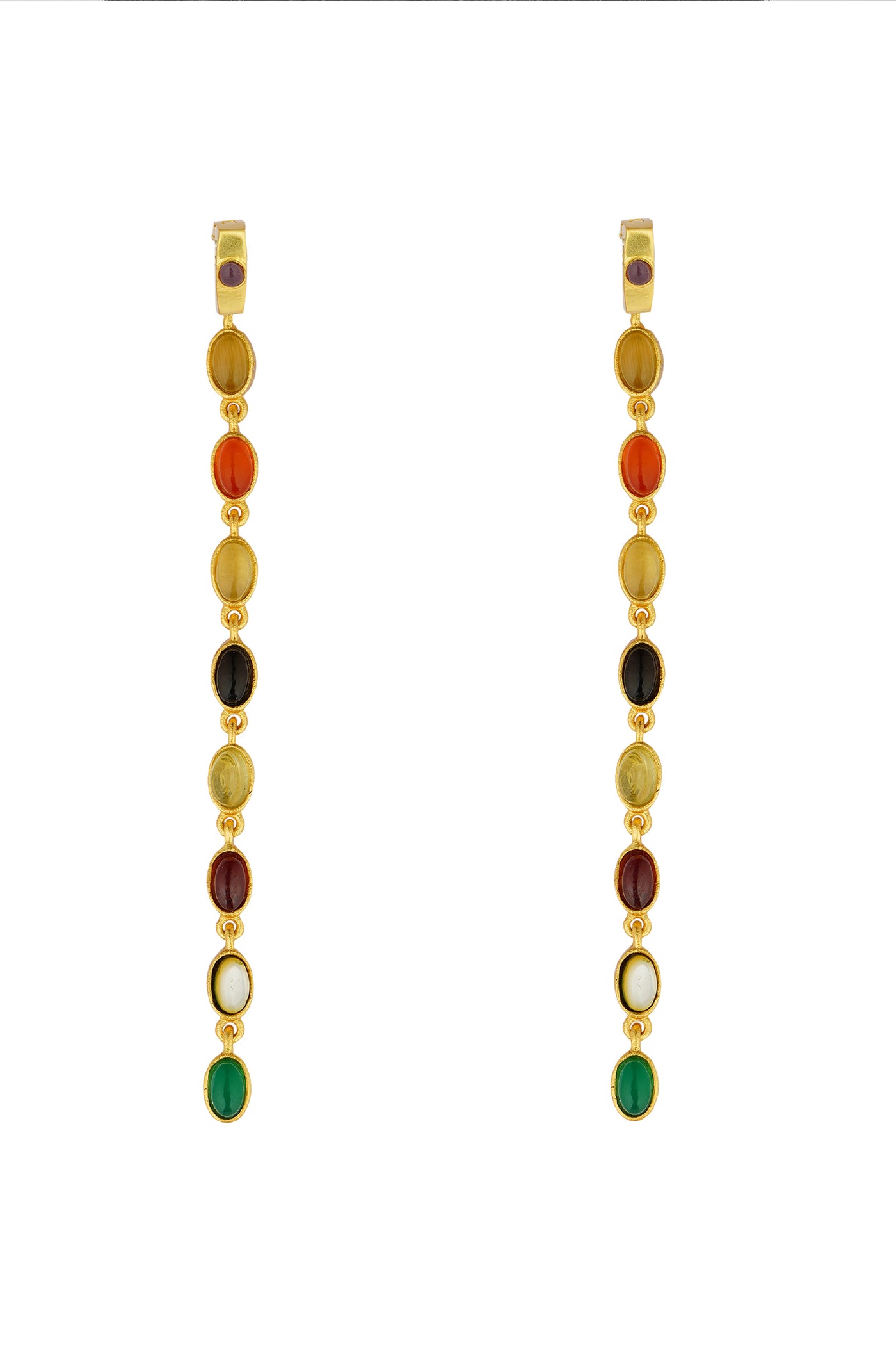 Zariin Power Chain Navratan Earrings jewellery indian designer wear online shopping melange singapore