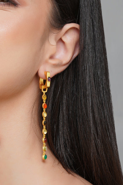 Zariin Power Chain Navratan Earrings jewellery indian designer wear online shopping melange singapore