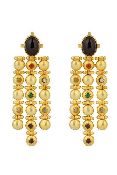 Zariin Power Drops Navratna Statement Earrings jewellery indian designer wear online shopping melange singapore