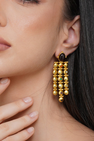 Zariin Power Drops Navratna Statement Earrings jewellery indian designer wear online shopping melange singapore