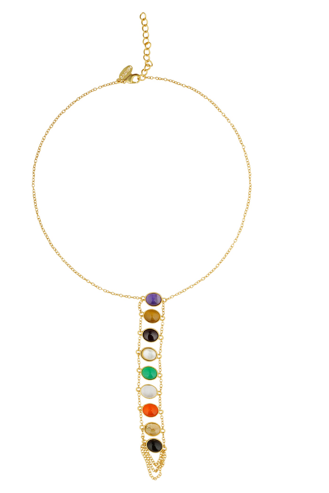 Zariin Power Within Navratan Lariat Necklace jewellery indian designer wear online shopping melange singapore