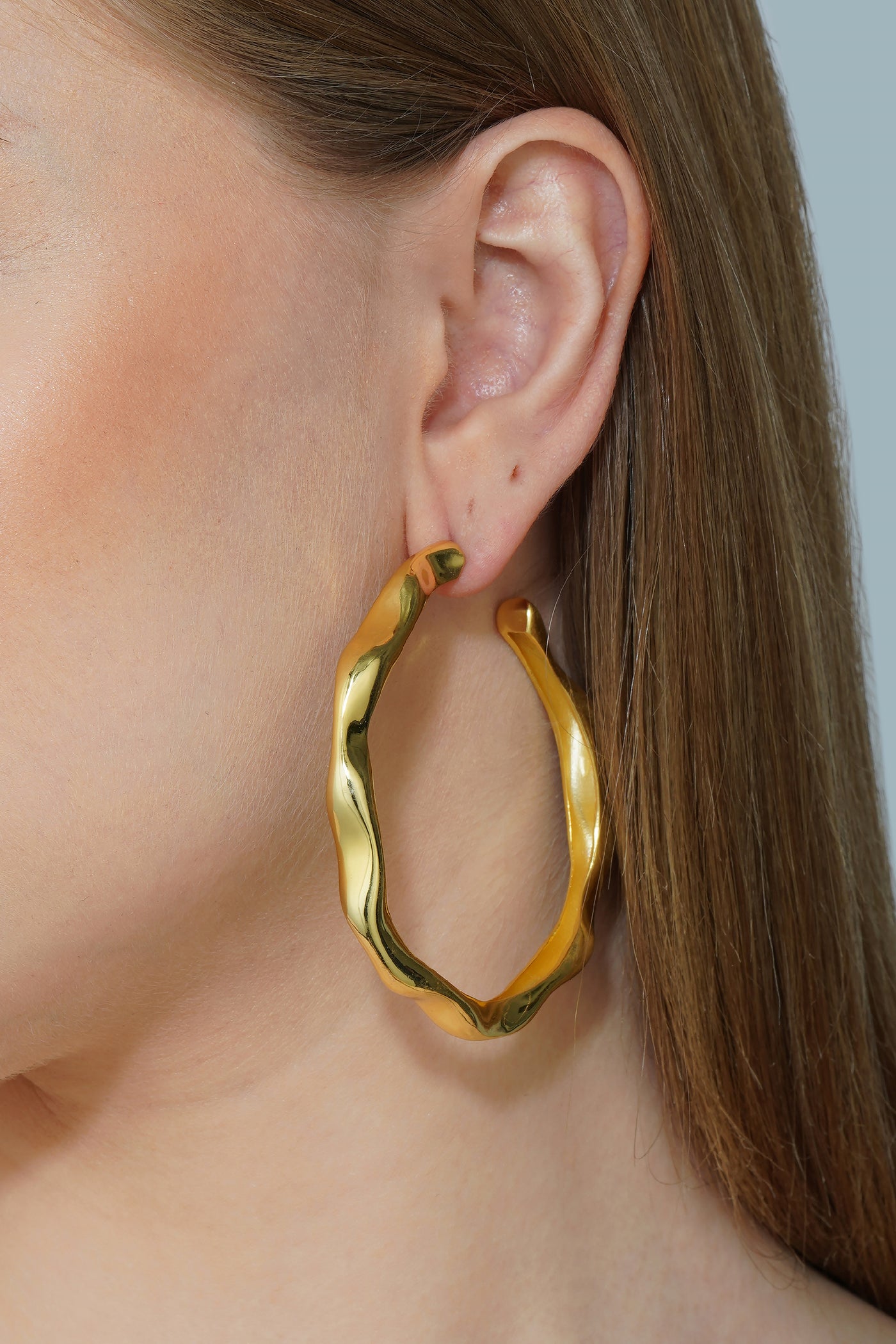 Zariin Power in Gold Oversized Hoop Earrings indian designer wear online shopping melange singapore