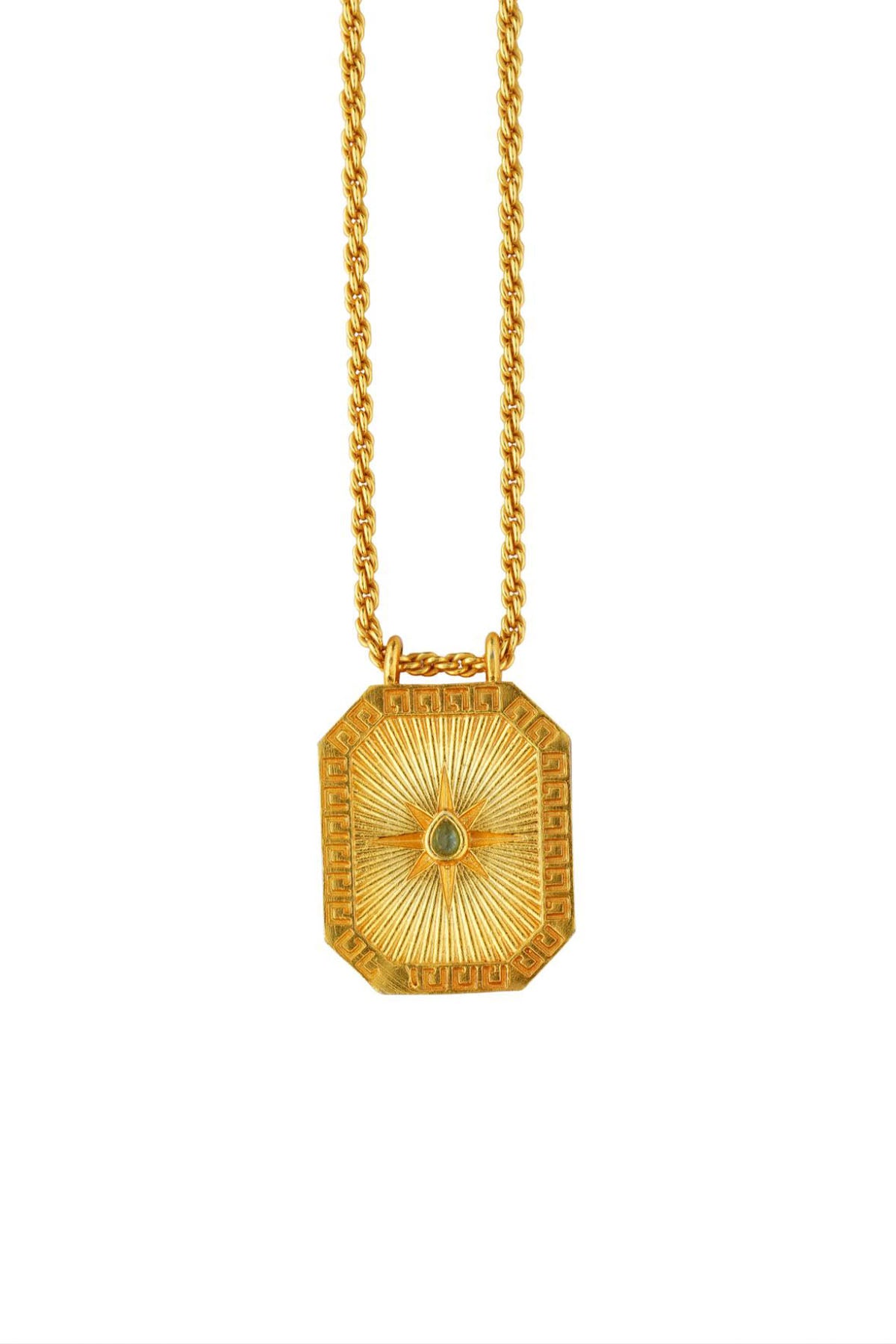 Zariin Sagittarius Zodiac Tablet Reversible Necklace with Blue Topaz indian designer wear online shopping melange singapore 