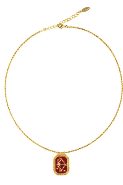 Zariin Sagittarius Zodiac Tablet Reversible Necklace with Blue Topaz indian designer wear online shopping melange singapore 