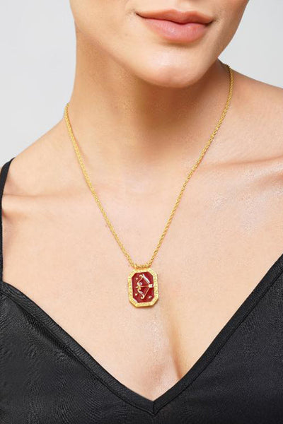 Zariin Sagittarius Zodiac Tablet Reversible Necklace with Blue Topaz indian designer wear online shopping melange singapore 