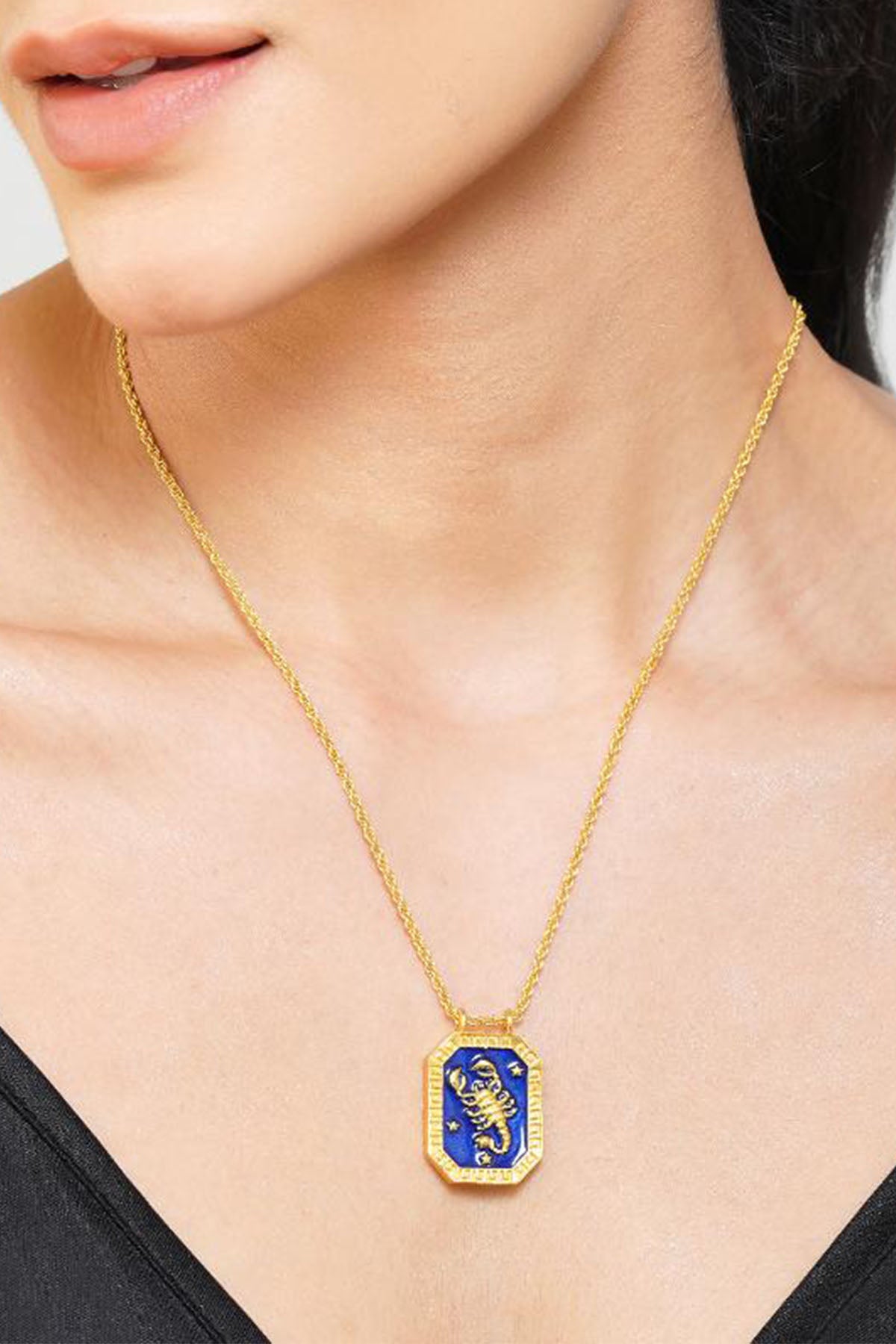Zariin Scorpio Zodiac Tablet Reversible Necklace With Citrine indian designer wear online shopping melange singapore 