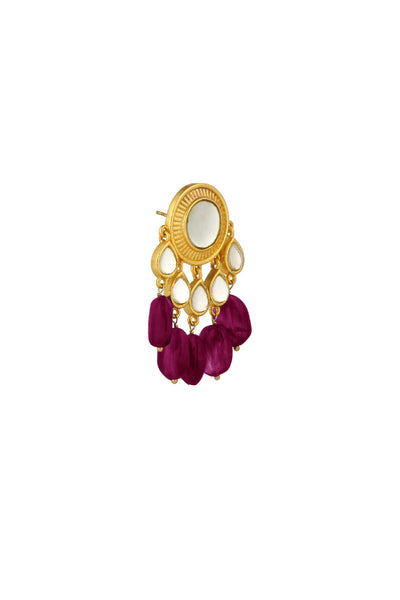 Zariin Shava Shava Stud Earrings Rani Pink Hued Stone indian designer wear online shopping melange singapore