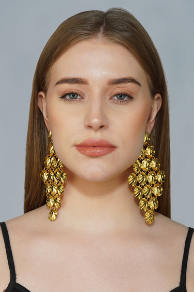 Zariin Shocking Gold Statement Earrings indian designer wear online shopping melange singapore