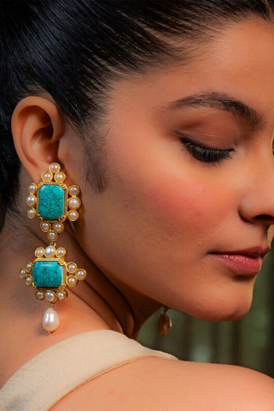 Zariin Travel Blues Statement Earrings indian designer wear online shopping melange singapore 