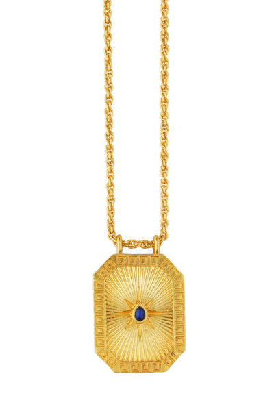 Zariin Virgo Zodiac Tablet Reversible Necklace with Lapis Lazuli indian designer wear online shopping melange singapore 