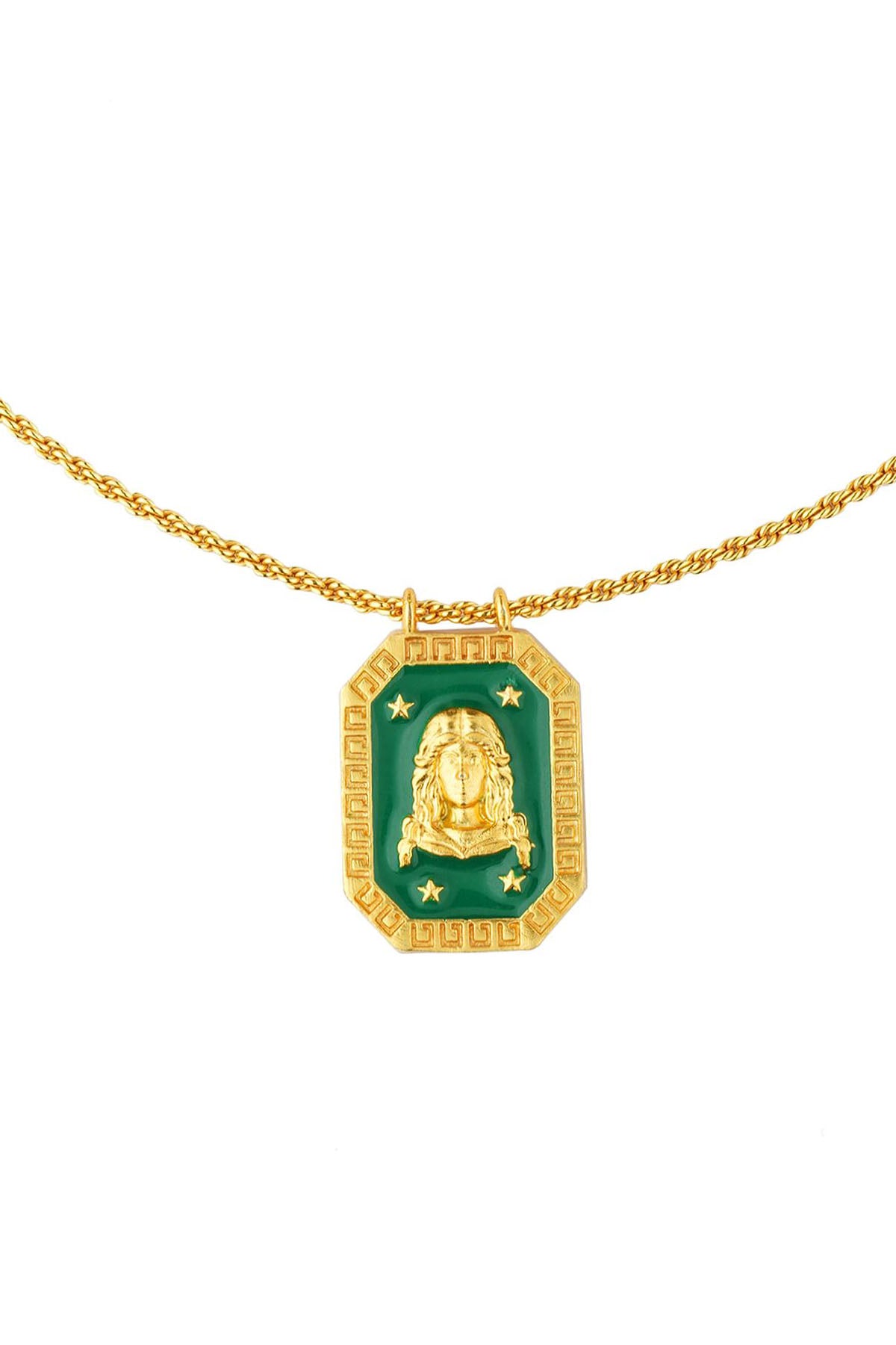Zariin Virgo Zodiac Tablet Reversible Necklace with Lapis Lazuli indian designer wear online shopping melange singapore 