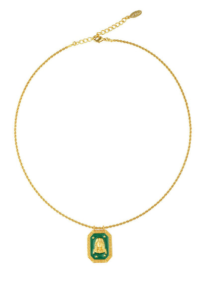 Zariin Virgo Zodiac Tablet Reversible Necklace with Lapis Lazuli indian designer wear online shopping melange singapore 