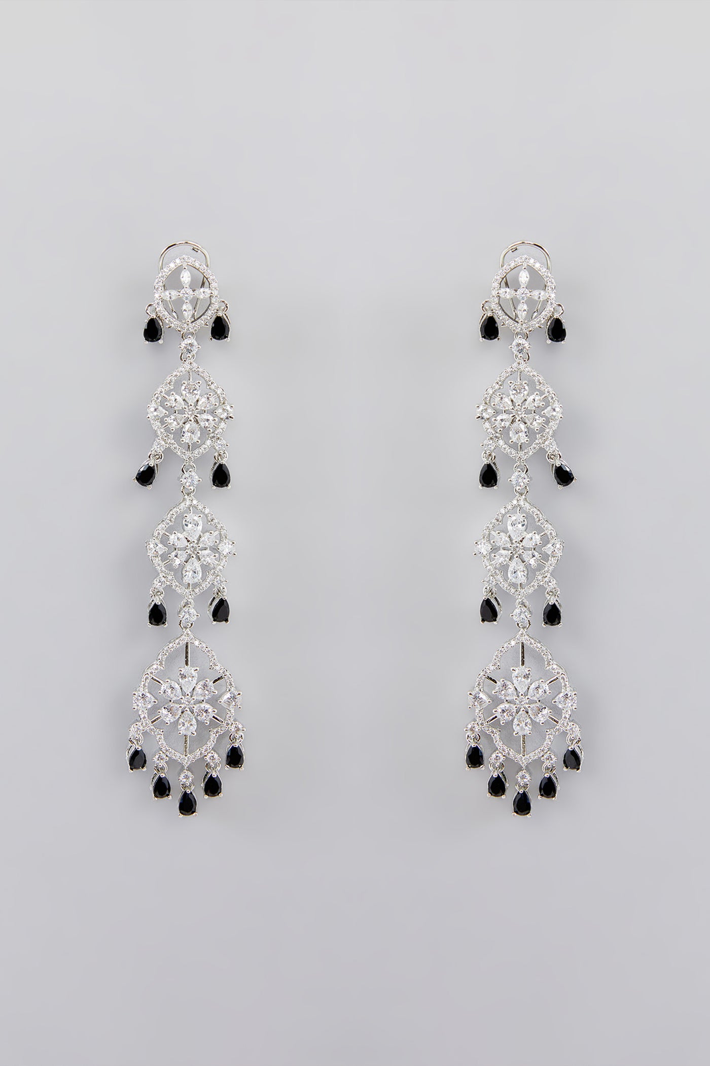 Zevar Black Long Diamond String Danglers indian designer wear online shopping melange singapore