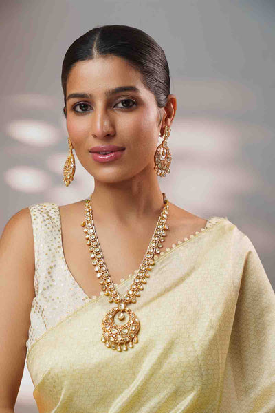 Zevar Bold And Dramatic Moissanite Long Necklace Set With Earring indian designer wear online shopping melange singapore 