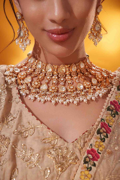 Zevar Bold And Dramatic Moissanite Necklace Earring Set indian designer wear online shopping melange singapore 