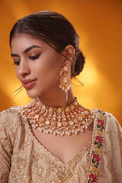 Zevar Bold And Dramatic Moissanite Necklace Earring Set indian designer wear online shopping melange singapore 