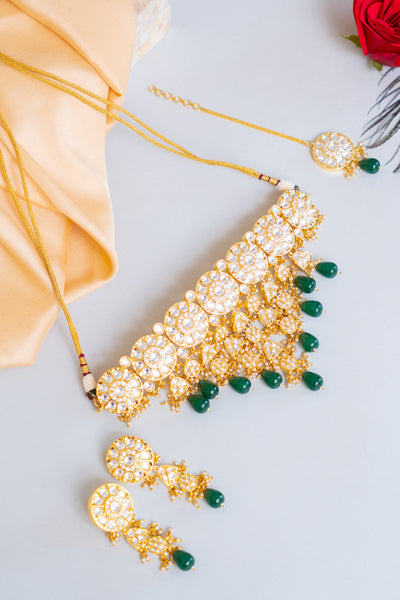 Zevar Choker Necklace Studded With Kundan Stones jewellery Indian designer wear online shopping melange singapore