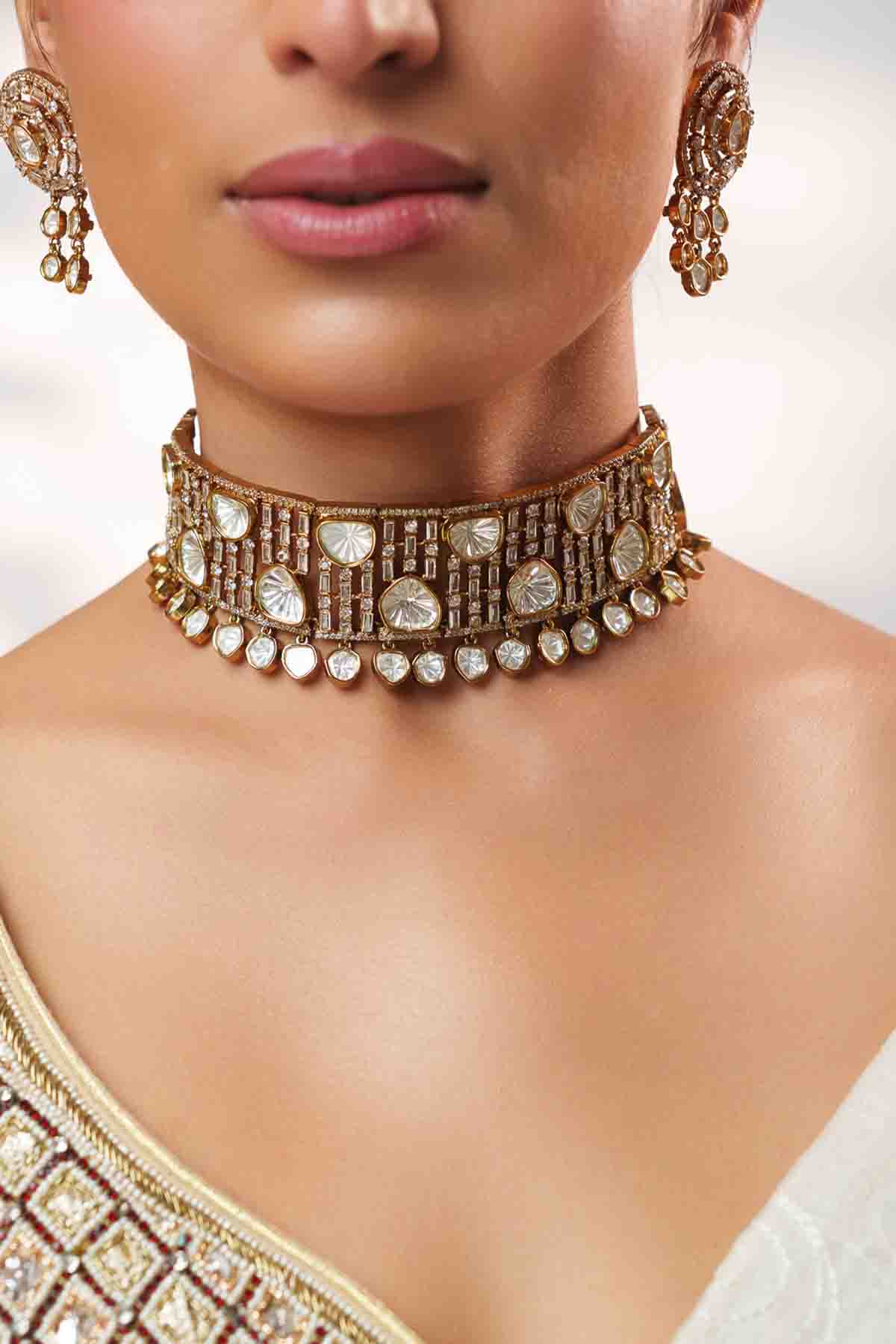Zevar Choker With Matching Earrings indian designer wear online shopping melange singapore 