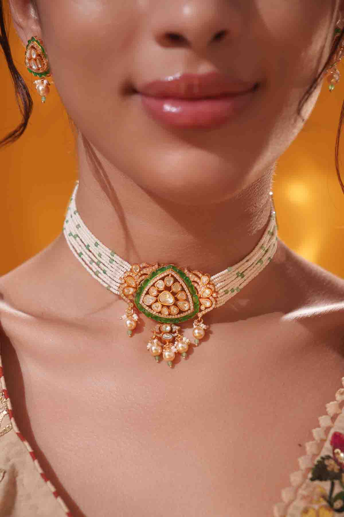 Zevar Choker With Matching Earrings indian designer wear online shopping melange singapore 
