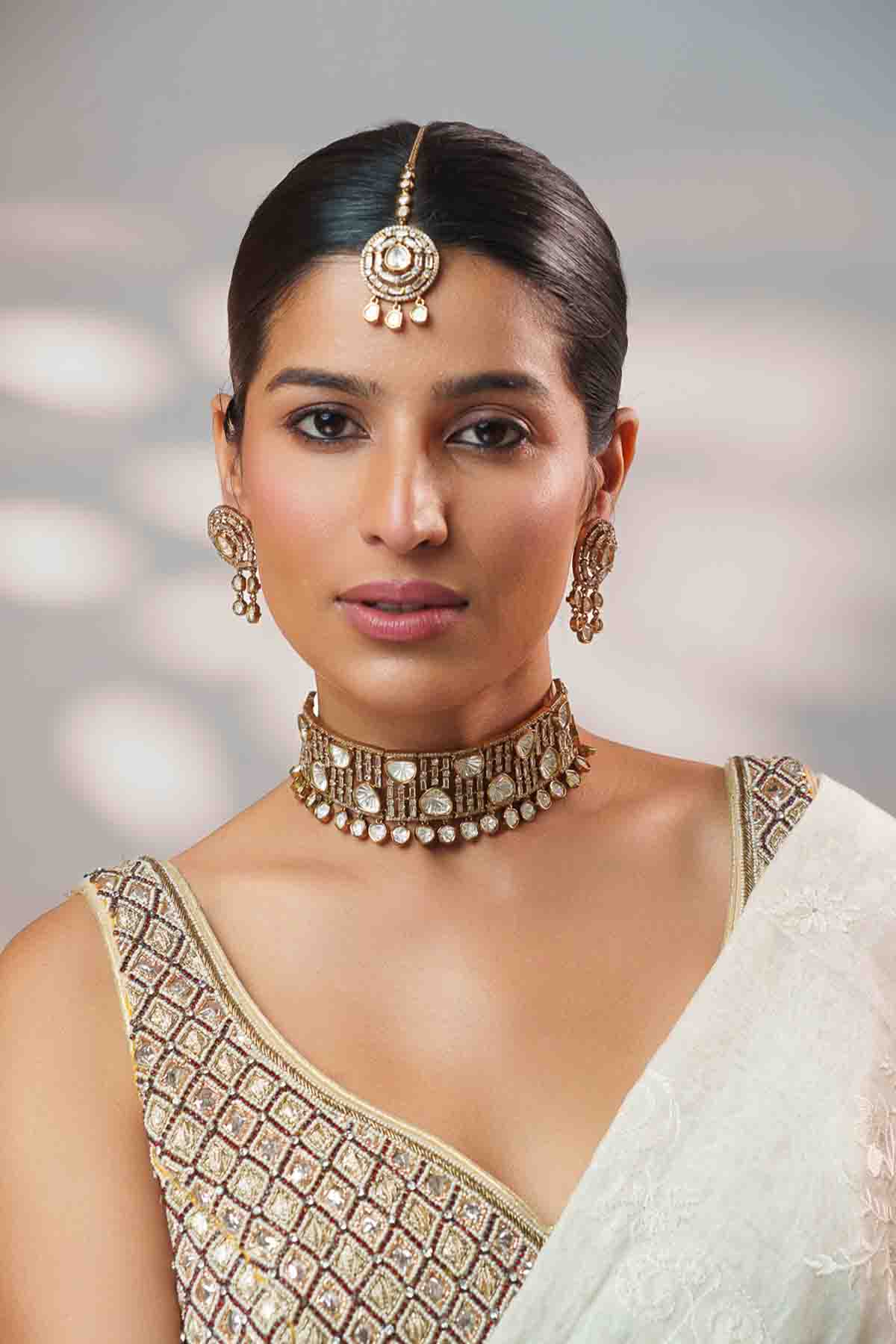 Zevar Choker With Matching Earrings indian designer wear online shopping melange singapore 