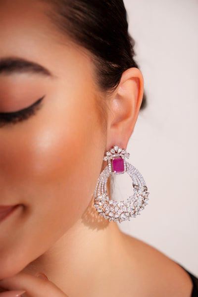Zevar Classic And Elegant Pair Of Diamond Earrings Pink indian designer wear online shopping melange singapore