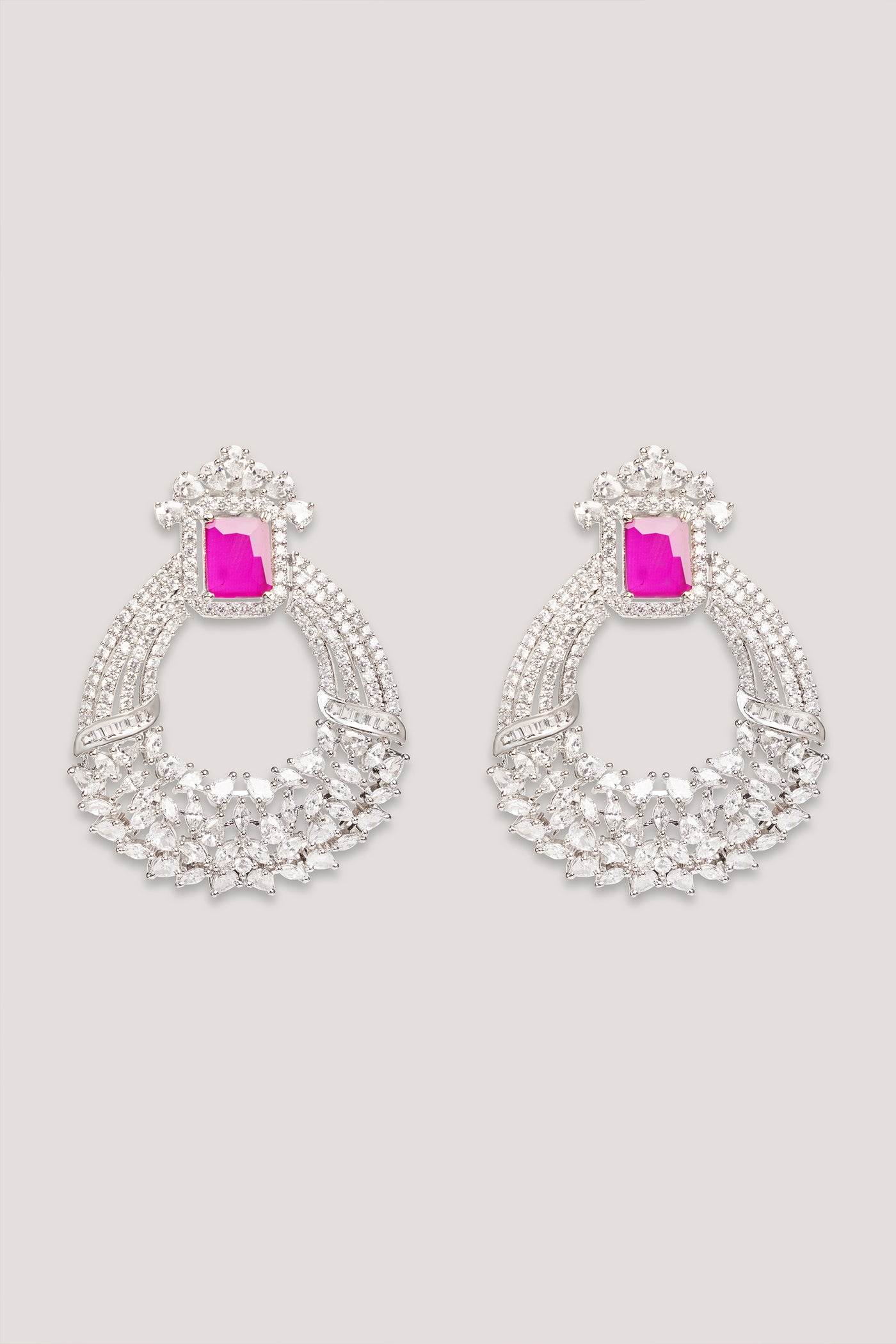 Zevar Classic And Elegant Pair Of Diamond Earrings Pink indian designer wear online shopping melange singapore